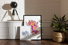 Load image into Gallery viewer, Pressed flower large botanical print - 16" x 20"  Nature's Mosaic - Pink Peony