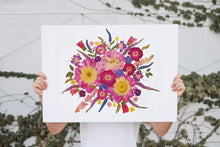 Load image into Gallery viewer, Pressed flower large botanical print - 16" x 20"  Nature's Mosaic - Pink Peony