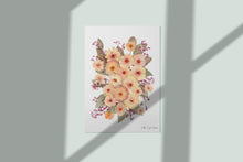 Load image into Gallery viewer, Pressed flower art, Botanical print, herbarium specimen dried flower art, pressed botanical art 8.5&quot; x 11&quot;  butterfly ranunculus