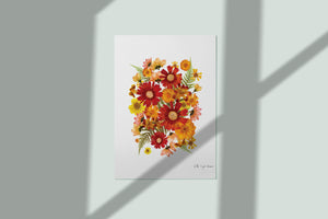 Pressed flower art, Botanical print, herbarium specimen dried flower art, pressed botanical art 8.5" x 11" Chrysanthemum