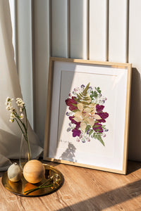 Pressed flower art, Botanical print, herbarium specimen dried flower art, pressed botanical art 8.5" x 11" DOGWOOD CORAL BELLS