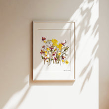 Load image into Gallery viewer, Pressed flower art, Botanical print, herbarium specimen dried flower art, pressed botanical art 8.5&quot; x 11&quot;  SPRING FLOWERS