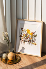 Load image into Gallery viewer, Pressed flower art, Botanical print, herbarium specimen dried flower art, pressed botanical art 8.5&quot; x 11&quot;  SPRING FLOWERS