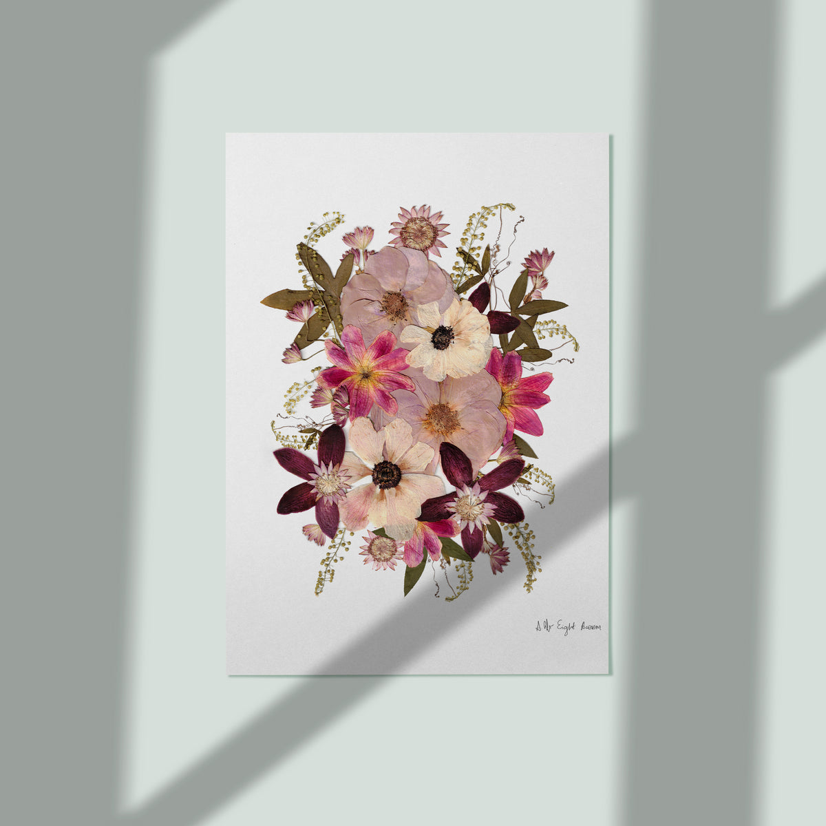 銅版画「Dry Flower」 Botanical print, Pressed flowers herbarium specimen dried flower