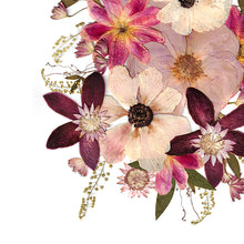 Load image into Gallery viewer, Botanical print, Pressed flowers herbarium specimen dried flower art, pressed botanical art 8.5" x 11" UNFRAMED PRINT Dark Rose Anemone