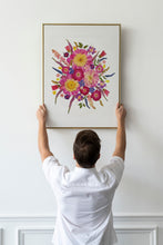 Load image into Gallery viewer, Pressed flower large botanical print - 16" x 20"  Nature's Mosaic - Pink Peony