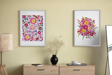 Load image into Gallery viewer, Pressed flower large botanical print - 16" x 20"  Nature's Mosaic - Pink Peony