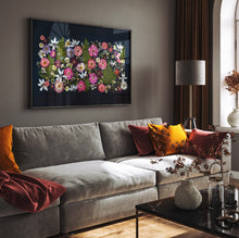Load image into Gallery viewer, Pressed flower large botanical print - 20" x 30" Fern & Rose Noir Symphony