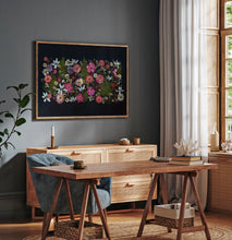 Load image into Gallery viewer, Pressed flower large botanical print - 20" x 30" Fern & Rose Noir Symphony