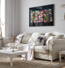 Load image into Gallery viewer, Pressed flower large botanical print - 20" x 30" Fern & Rose Noir Symphony