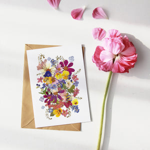 Floral Collage - Pressed flower collection card