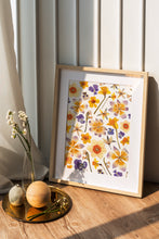 Load image into Gallery viewer, Botanical print, Pressed flowers herbarium specimen dried flower art, pressed botanical art 8.5&quot; x 11&quot; UNFRAMED PRINT Tulips/Daffodils