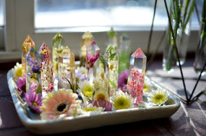 Resin crystal, pressed flower terrarium 