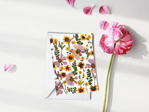 Cosmos/Coreopsis Mix - Pressed flower collection card
