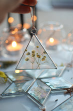 Load image into Gallery viewer, Pressed Flowers Glass Ornament - Baby&#39;s breath flowers, Bevel suncatcher
