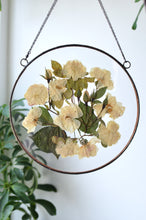 Load image into Gallery viewer, Round pressed flower wall hanging - White Rose