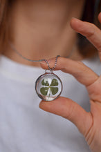 Load image into Gallery viewer, Four leaf clover necklace, pressed leaf, Lucky 4 leaf clover