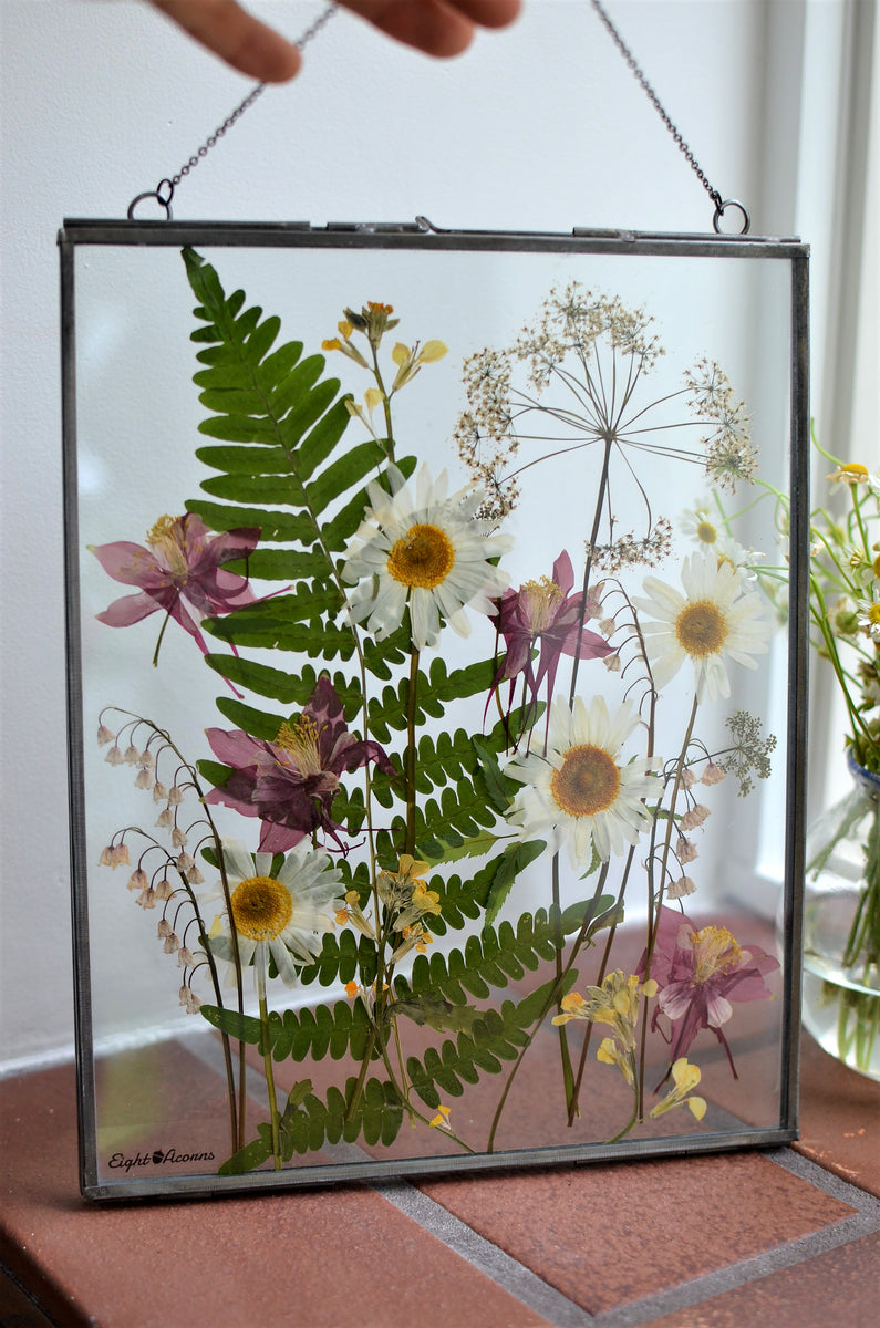 Custom Pressed Flower Frame (Octagon) – forest + fern