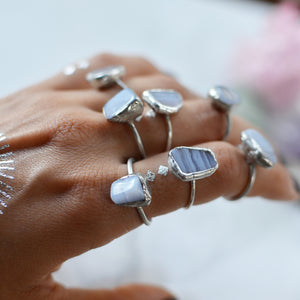 Blue Lace Agate silver ring