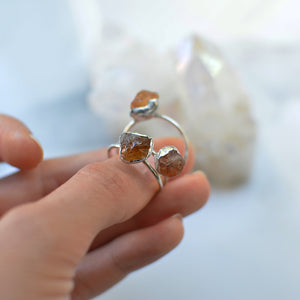 Raw Yellow Citrine silver ring