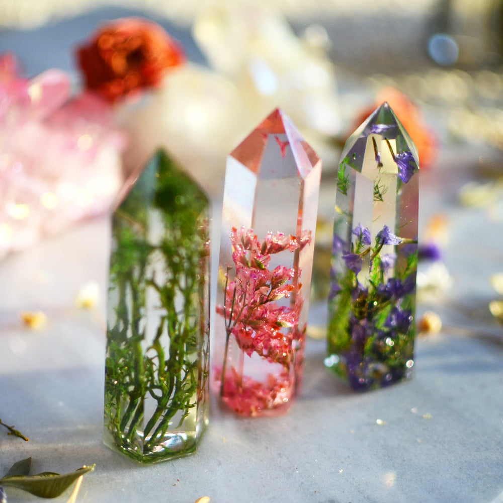 Pressed flower crystal, Coral limonium – Eight Acorns Floral