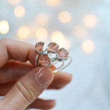 Load image into Gallery viewer, Pink Rose Quartz Raw Unpolished silver ring