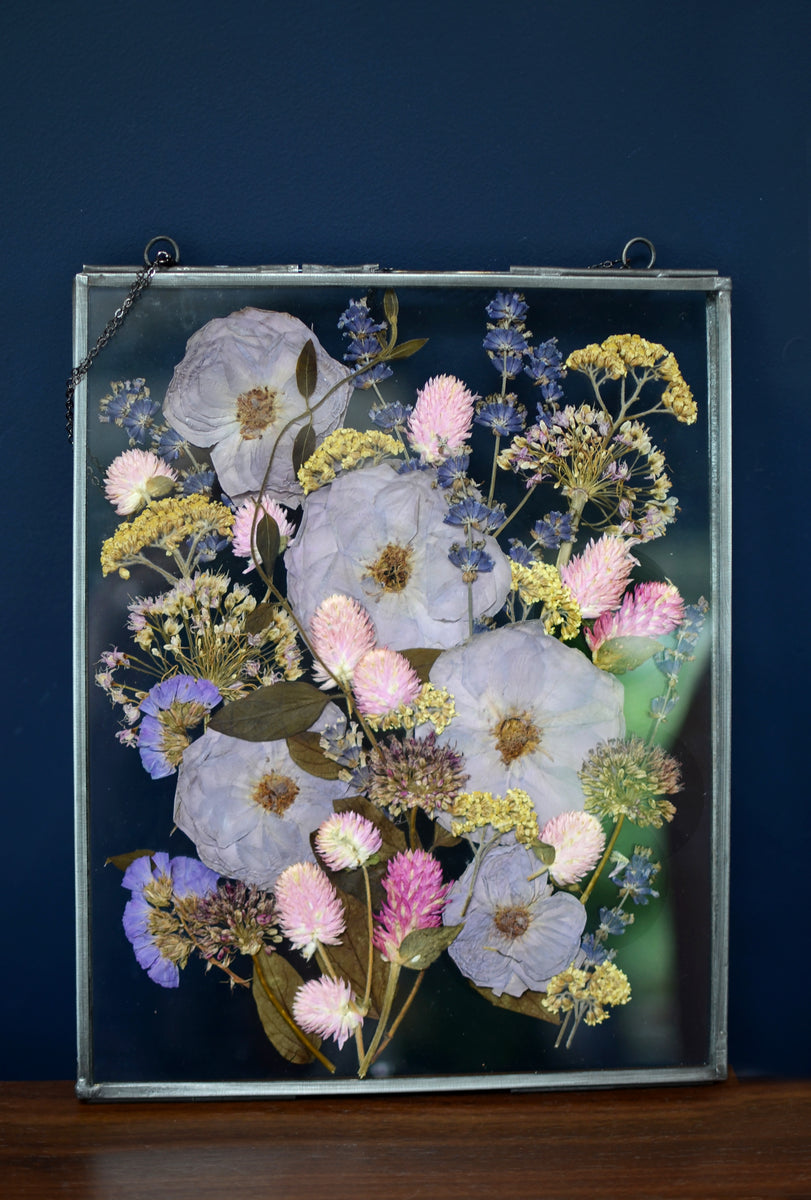 Vintage Pressed Flower Frame Photos Glass Dried Pressed Flowers