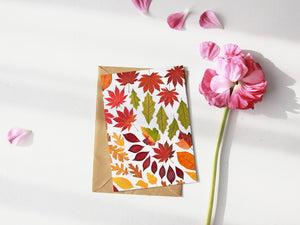 Fall Leaves  - Pressed flower collection card