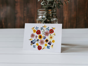 July Garden Mix - Pressed flower collection card
