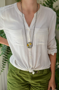 Eternal Summer botanical necklace - Pressed Pansy/Viola 