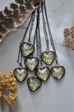 Load image into Gallery viewer, Dogwood leaf green heart pendant, terrarium jewelry