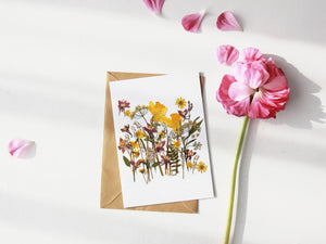 Yellow Daffodils - Pressed flower collection card