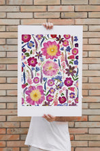 Load image into Gallery viewer, Pressed flower large botanical print - 16&quot; x 20&quot;  Nature&#39;s Mosaic - June garden