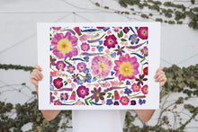 Load image into Gallery viewer, Pressed flower large botanical print - 16&quot; x 20&quot;  Nature&#39;s Mosaic - June garden