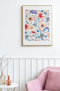 Pressed flower large botanical print - 16" x 20"  Nature's Mosaic - Summer Cottage