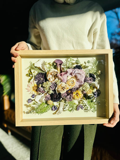 Floral Preservation Shadowbox frame, custom preservation