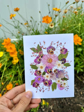 Load image into Gallery viewer, Purple Pansy - Pressed flower collection greeting card