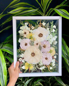 CUSTOM Pressed Flowers in Floating Glass Frame Wood Frame see Description 