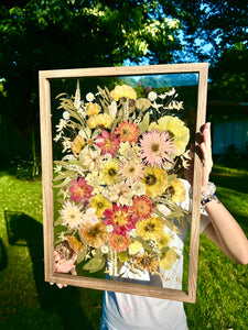 Light Walnut 16"x20" Rectangular Frame Custom Floral Preservation