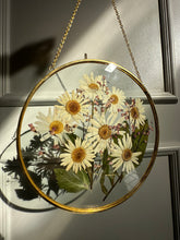 Load image into Gallery viewer, 10" Round Metal Frame, Custom Floral Preservation, Framed Pressed Flowers