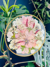 Load image into Gallery viewer, 10" Round Metal Frame, Custom Floral Preservation, Framed Pressed Flowers