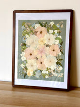 Load image into Gallery viewer, 18"x24" Rectangular Frame Custom Floral Preservation - Matted Blue/Grey Background