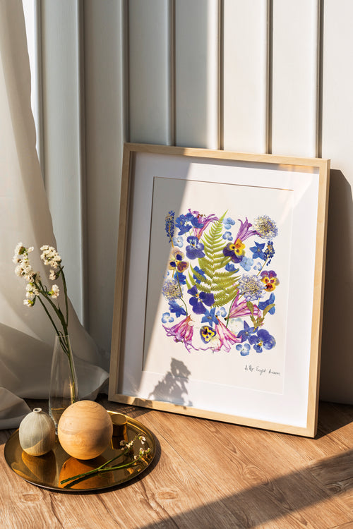 Pressed flower art, Botanical print, herbarium specimen dried flower art, pressed botanical art 8.5