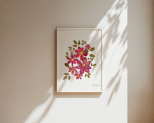 Load image into Gallery viewer, Botanical print, Pressed flowers herbarium specimen dried flower art, pressed botanical art 8.5&quot; x 11&quot; UNFRAMED PRINT Pink Clematis
