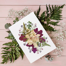 Load image into Gallery viewer, Coral Bells Dogwood - Pressed flower collection card