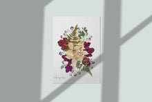 Load image into Gallery viewer, Pressed flower art, Botanical print, herbarium specimen dried flower art, pressed botanical art 8.5&quot; x 11&quot; DOGWOOD CORAL BELLS