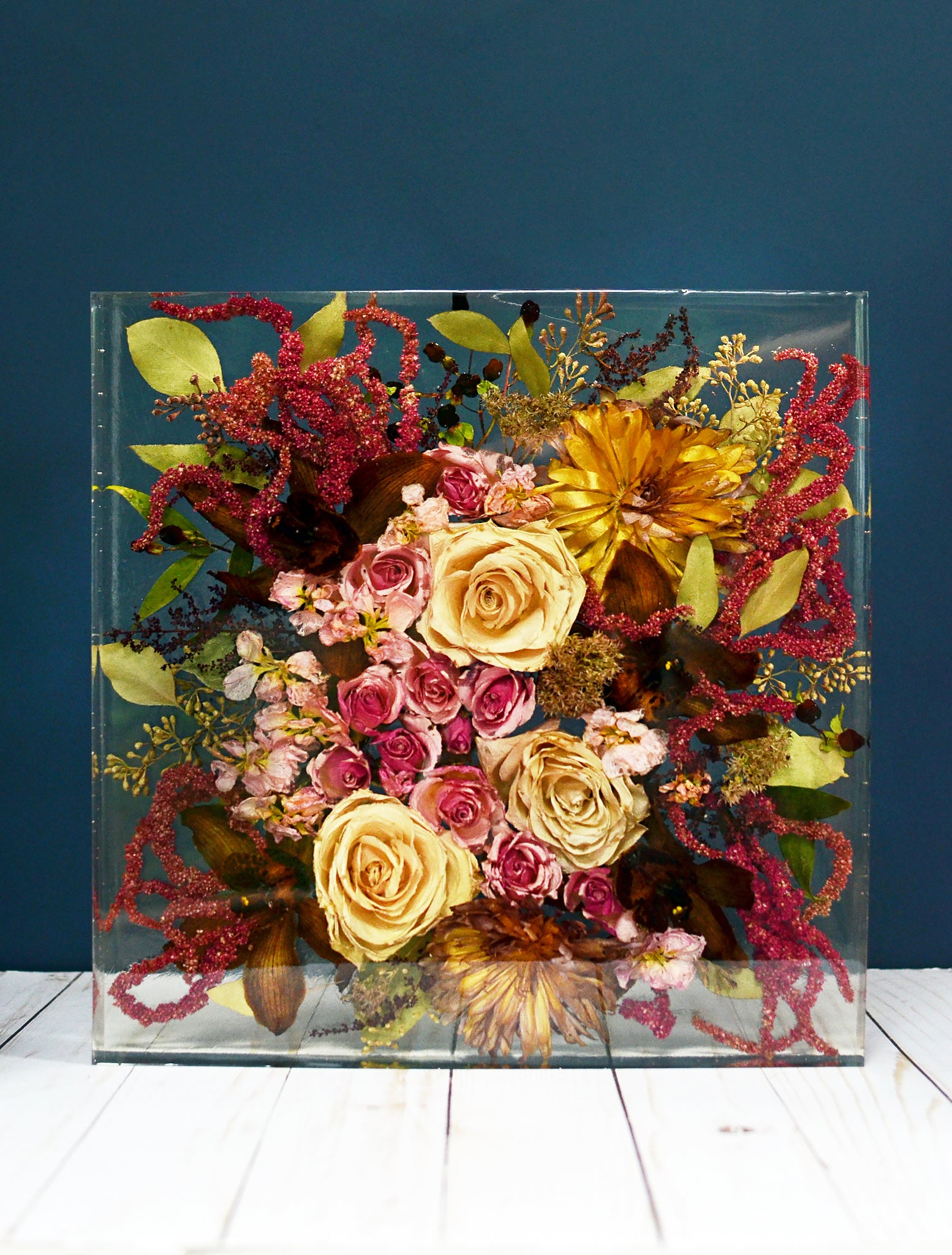 Previously Dried Flowers 9 x 12 Large Rectangle 3D Resin Wedding
