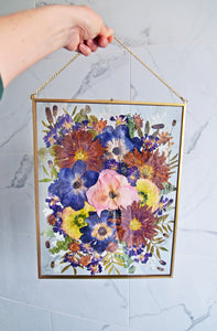 Golden 11"x14" Rectangular Frame Custom Floral Preservation