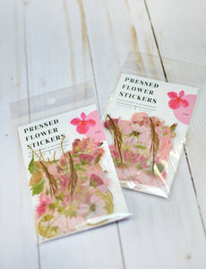 Pressed Flower Sticker Set - 40 Waterproof Vinyl Stickers PINK