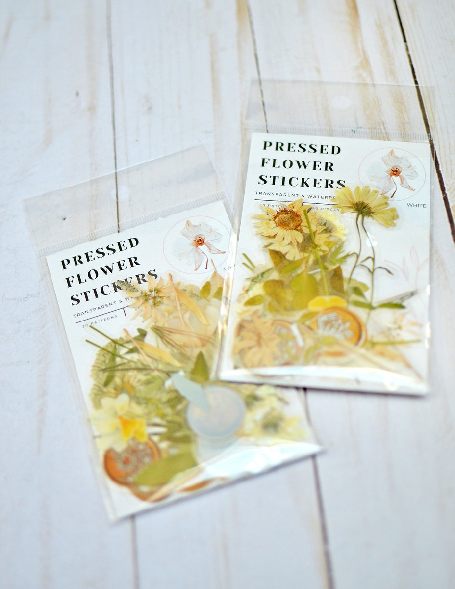 Pressed Flower Sticker Set - 40 Waterproof Vinyl Stickers WHITE – Eight ...